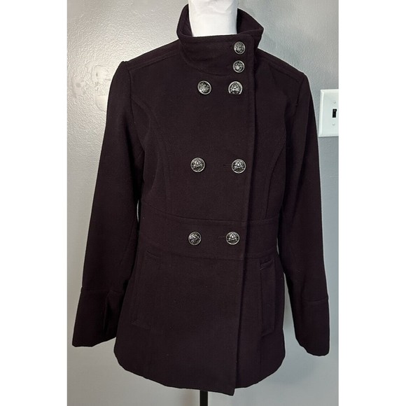 Liz Claiborne Women's Size M Dbl Breasted Pea Coat Lined Pockets Collared Jacket - Picture 1 of 8